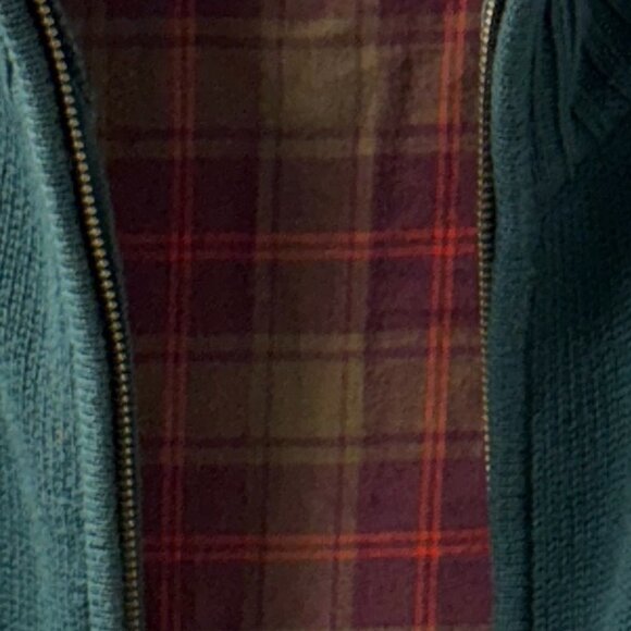 Vintage 90s L.L. Bean Flannel Lined Full Zip Cardigan Sweater Green Size Large - Picture 4 of 9